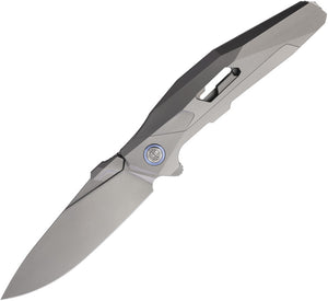 Rike Knife Shadow T Linerlock Gray Titanium Folding M390 Clip Pt Pocket Knife SHADOWS