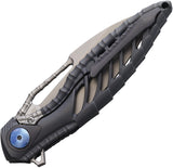 Rike Knife Thor 6 Framelock Dark Gray Titanium Folding M390 Pocket Knife THOR6MDG