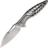 Rike Knife Thor 6 Framelock Gray Titanium Folding M390 Pocket Knife THOR6MP