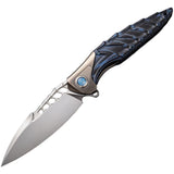 Rike Knife Thor 7 BB Linerlock Black & Blue G10 & Gray Titanium Folding 154CM Knife THOR7TIG10BB