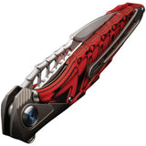 Rike Knife Thor 7 BR Linerlock Black & Red G10 & Gray Titanium Folding 154CM Knife THOR7TIG10BR