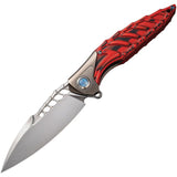 Rike Knife Thor 7 BR Linerlock Black & Red G10 & Gray Titanium Folding 154CM Knife THOR7TIG10BR