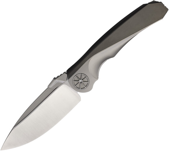 Rike Knife Tissot 1 Linerlock Gray & Black Titanium Folding Bohler M390 Pocket Knife TISST01B