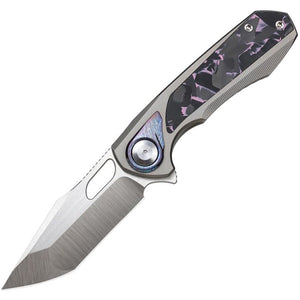 REMETTE RT-Saker Falcon Button Framelock Titanium & Pink Carbon Fiber Folding S45VN Knife ASTP3