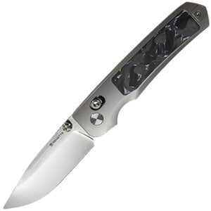 REMETTE Aurora Crossbar Lock Gray Titanium & Pink Carbon Fiber Folding M390 Knife AURAP