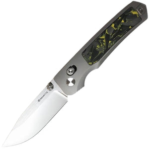 REMETTE Aurora Crossbar Lock Gray Titanium & Yellow Carbon Fiber Folding M390 Knife AURAY