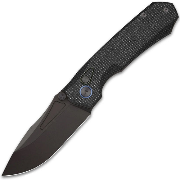 REMETTE Rhino Button Lock Black Micarta Folding 14C28N Pocket Knife MC25B