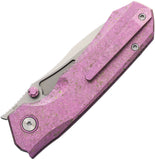 REMETTE Rhino Button Lock Pink Crystallized Titanium Folding Bohler M390 Pocket Knife RNTB1