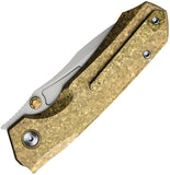 REMETTE Rhino Button Lock Gold Crystallized Titanium Folding Bohler M390 Pocket Knife RNTB2