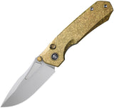 REMETTE Rhino Button Lock Gold Crystallized Titanium Folding Bohler M390 Pocket Knife RNTB2