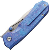 REMETTE Rhino Button Lock Blue Crystallized Titanium Folding Bohler M390 Pocket Knife RNTB3