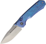 REMETTE Rhino Button Lock Blue Crystallized Titanium Folding Bohler M390 Pocket Knife RNTB3