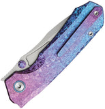 REMETTE Rhino Button Lock Blurple Crystallized Titanium Folding Bohler M390 Pocket Knife RNTB5