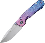 REMETTE Rhino Button Lock Blurple Crystallized Titanium Folding Bohler M390 Pocket Knife RNTB5