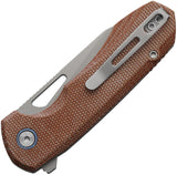 REMETTE Camel Button Linerlock Brown Micarta Folding 14C28N Pocket Knife RTCMLF