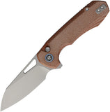 REMETTE Camel Button Linerlock Brown Micarta Folding 14C28N Pocket Knife RTCMLF