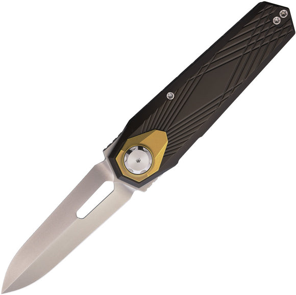 REMETTE RT-Infinite Power Button Lock Black & Gold Titanium Folding M390 Knife RTIPA