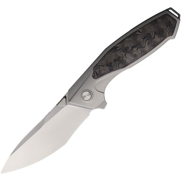 REMETTE Kingfisher Framelock Gray Titanium & Carbon Fiber Folding M390 Knife RTKF4