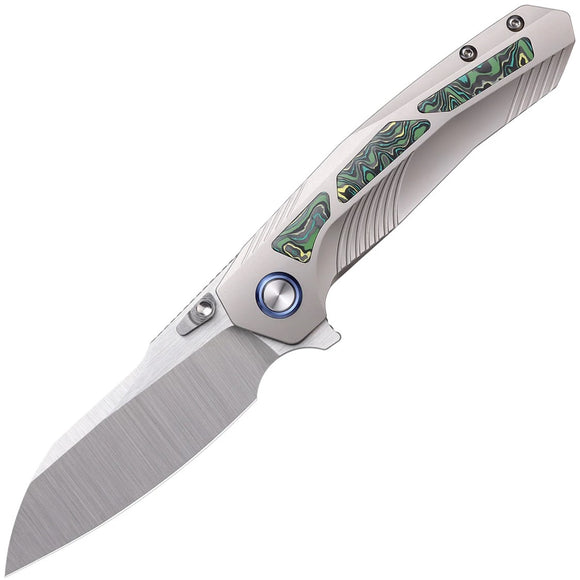 REMETTE Kestrel Framelock Gray Titanium & Toxic Storm Carbon Fiber Folding S35VN Knife RTPOA