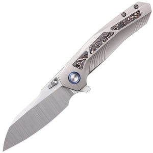 REMETTE Kestrel Framelock Gray Titanium & Copper Foil Carbon Fiber Folding S35VN Knife RTPOC