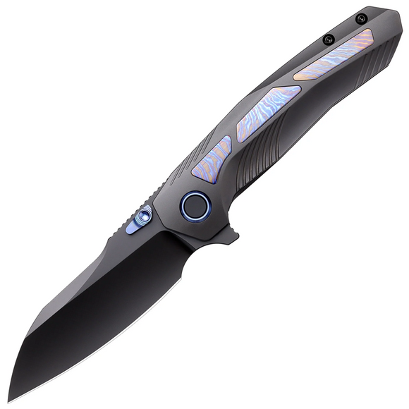 REMETTE Kestrel Framelock Black Titanium & Timascus Folding S35VN Knife RTPOE