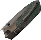 REMETTE RT-Meteor Button Linerlock Black Titanium & Kelp Bed Carbon Fiber Folding M390 Knife RTPTKBC