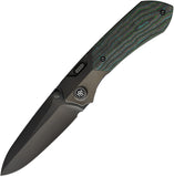 REMETTE RT-Meteor Button Linerlock Black Titanium & Kelp Bed Carbon Fiber Folding M390 Knife RTPTKBC