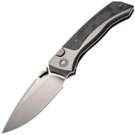 REMETTE Steed Button Framelock Gray Titanium & Carbon Fiber Folding M390 Knife RTWSTCBB