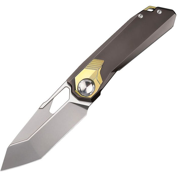 REMETTE RT Peregrine Falcon Button Lock Dark Gray Titanium Folding Bohler M390 Knife T1B