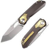 REMETTE RT Peregrine Falcon Button Lock Dark Gray Titanium Folding Bohler M390 Knife T1B