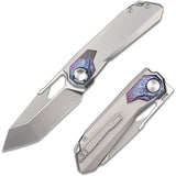 REMETTE RT Peregrine Falcon Button Lock Gray Titanium Folding Bohler M390 Knife T1G