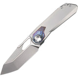 REMETTE RT Peregrine Falcon Button Lock Gray Titanium Folding Bohler M390 Knife T1G