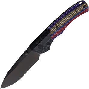 REMETTE WD107 Button Lock Black Titanium & Multi-Color Carbon Fiber Folding M390 Knife WD107TNC
