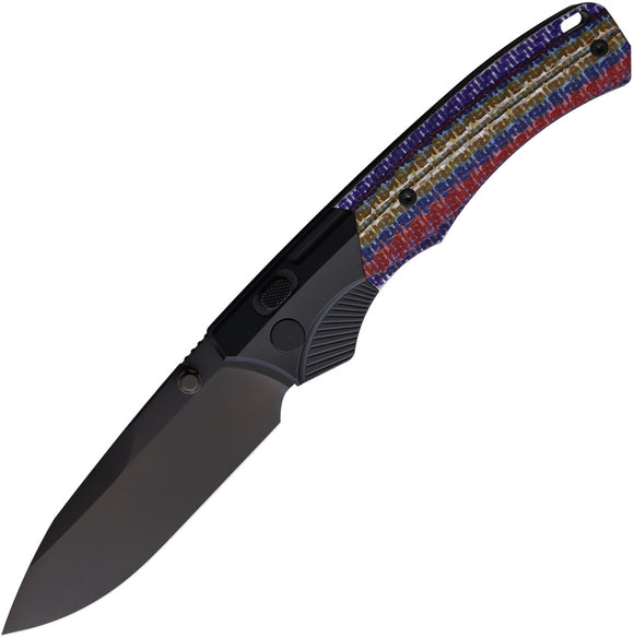 REMETTE WD107 Button Lock Black Titanium & Multi-Color Carbon Fiber Folding M390 Knife WD107TNC