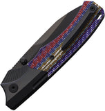 REMETTE WD107 Button Lock Black Titanium & Multi-Color Carbon Fiber Folding M390 Knife WD107TNC