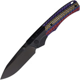 REMETTE WD107 Button Lock Black Titanium & Multi-Color Carbon Fiber Folding M390 Knife WD107TNC