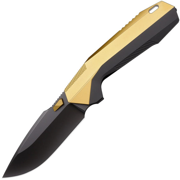 REMETTE RT-WK1 Linerlock Black & Gold Titanium Folding Bohler M390 Knife TWK1G