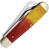 Robeson Gamecock Folder Red & Yellow Bone Folding Stainless Pocket Knife 632730RY