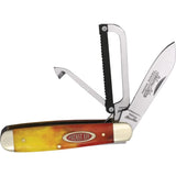 Robeson Gamecock Folder Red & Yellow Bone Folding Stainless Pocket Knife 632730RY