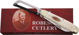 Robeson Gamecock Folder White Smooth Bone Folding Stainless Pocket Knife 632730W