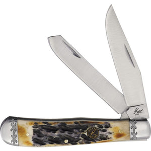 Roper Knives Trapper Burnt Jigged Bone Folding Carbon Steel Pocket Knife 0002CBW