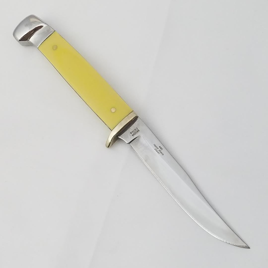OEM Fixed Fishing Knife 3Cr13 Blade PP Handle with PP sheath yellow  FX-22652-A - Shieldon