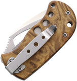 Rough Rider Linerlock Brown Wood Folding Stainless Drop Pt Pocket Knife 1554