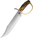 Rough Rider D Guard Bowie Stag Bone Stainless Fixed Blade Knife w/ Sheath 1943P