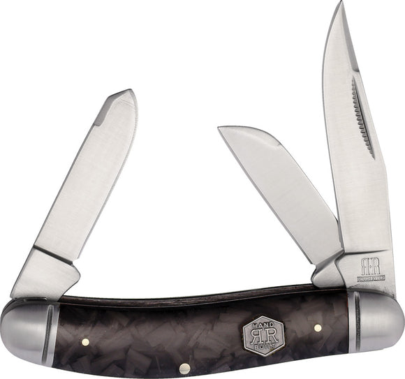 Rough Rider Midnight Ice Sowbelly Black Carbon Fiber Folding Stainless Pocket Knife 1996