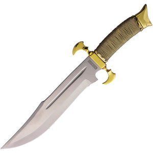 Rough Ryder Bowie Gold Wire Wrapped Stainless Fixed Blade Knife w/ Sheath 2206