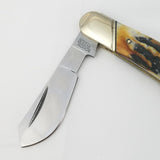 Rough Ryder Cotton Sampler Cinnamon Stag Bone Folding Pocket Knife 2426