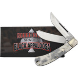 Rough Rider Upswept Bullet Appaloosa Bone Folding Stainless Pocket Knife 2483