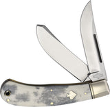 Rough Rider Upswept Bullet Appaloosa Bone Folding Stainless Pocket Knife 2483