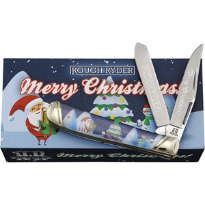 Rough Ryder Christmas Trapper 2022 Acrylic Folding Stainless Pocket Knife 2521